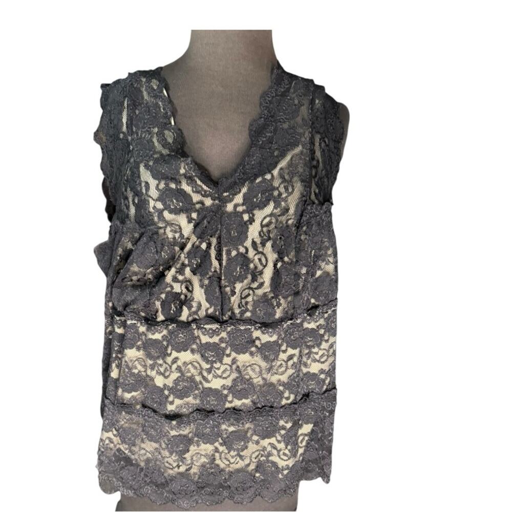 Y2K Black Lace Illusion Babydoll Whimsigoth Top Womens Size 18/20W Dark Romantic - Picture 2 of 5